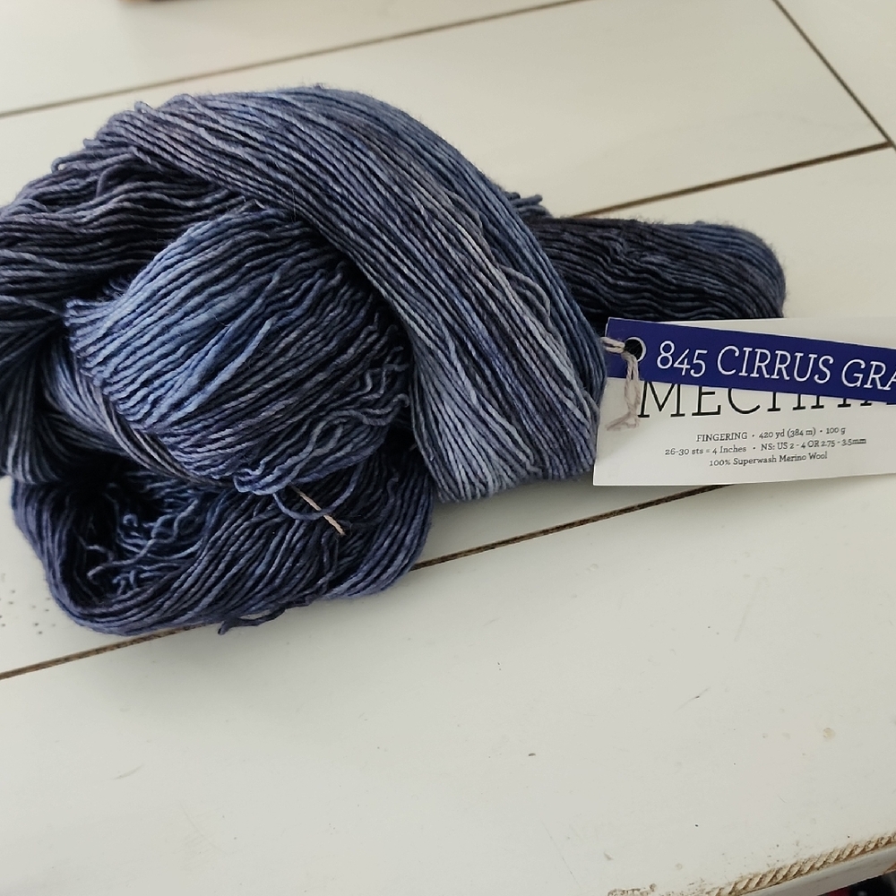 Malabrigo Mecha Cirrus Gray Yarn - Blue